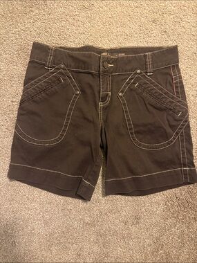 PRANA Women’s Brown Casual Stitch-Detail Shorts 6